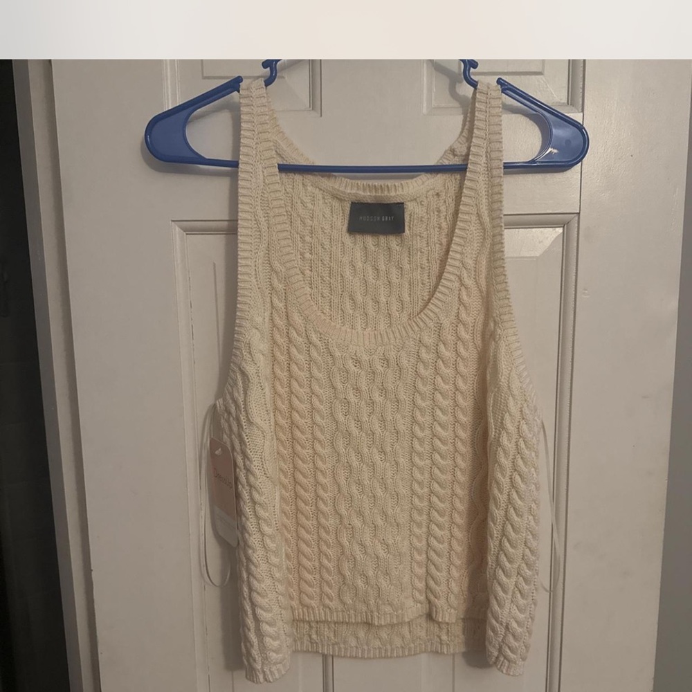 Stylish Ivory Cable Knit Tank Top